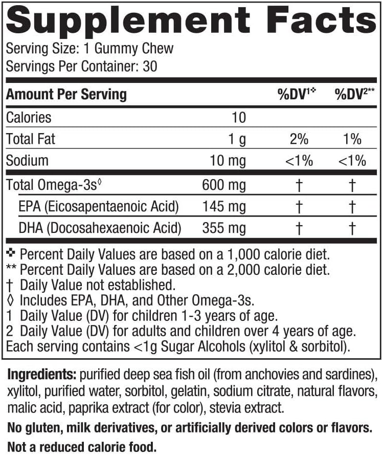 Nordic Naturals Zero Sugar Children’s DHA Gummies, Tropical Punch - 30 Count