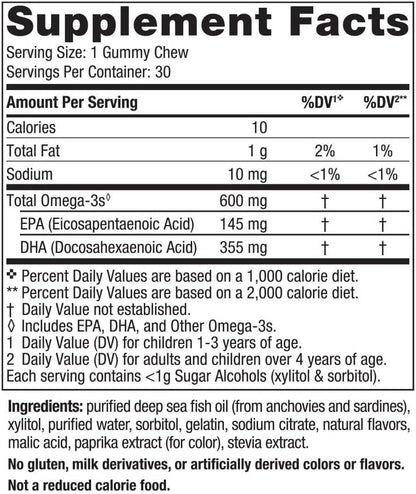 Nordic Naturals Zero Sugar Children’s DHA Gummies, Tropical Punch - 30 Count