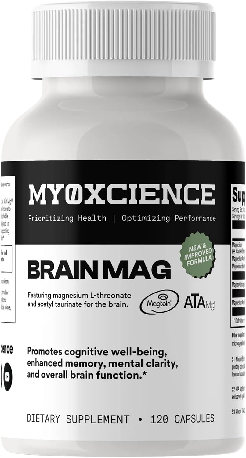 Magnesium L-Threonate + Mag Acetyl-Taurate (ATA Mag) + Mag Glycinate | Promotes Cognitive Well-Being, Enhanced Memory, Mental Clarity and Overall Brain Function | 120 Capsules