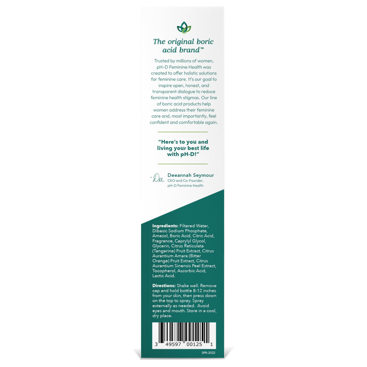 pH-D Feminine Health - Boric Acid Body Fresh Spray - Vegan, Paraben-Free, Plant Based