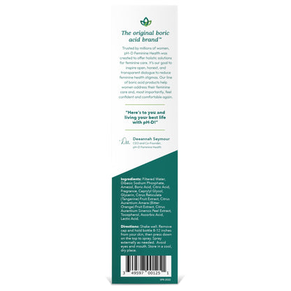 pH-D Feminine Health - Boric Acid Body Fresh Spray - Vegan, Paraben-Free, Plant Based
