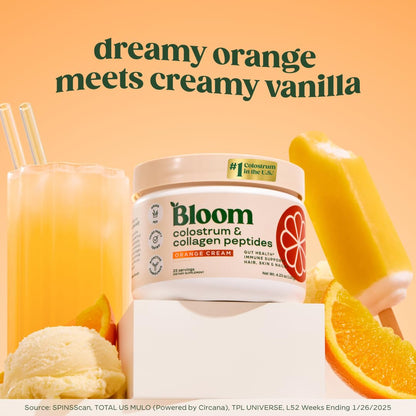Bloom Nutrition Bovine Colostrum Powder, Strawberries & Cream, 25 Servings | Gut Health, Immune Support, Hair Growth & Beauty Supplement, Gluten Free, Sugar Free