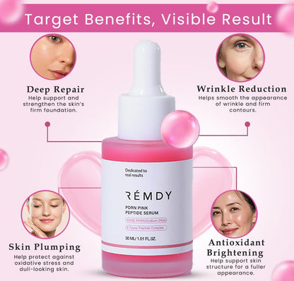 PDRN Pink Peptide Serum — 100% Natural, Vegan PDRN Serum (1 fl oz, 30ml) | Multi-Peptide & Hyaluronic, Skin Barrier Support, Wrinkle & Pore Care, Firming, Hydration Glow, Rose PDRN (Sodium DNA)