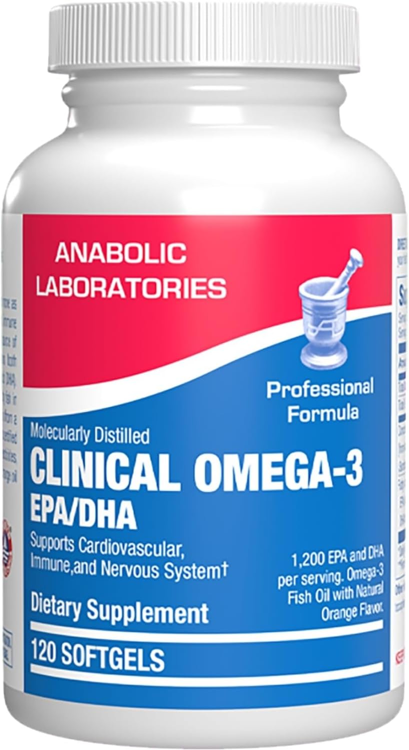 Clinical Omega 3 Fish Oil Supplement with EPA and DHA - 120 Orange Flavored Softgels for Heart, Immune, and Nervous Health - 1200mg of Molecularly Distilled Omega-3