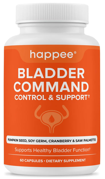 Happee Bladder Control Supplement for Women & Men - Pumpkin Seed Extract, Soy Germ, Saw Palmetto & Cranberry Blend - Bladder Support for Urinary Frequency, Leaks & Urgency - 60 Capsules