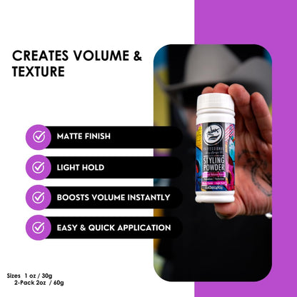 Rolda Hair Texturizing Styling Powder for Men - Instant Volume Boost, Light Hold, Matte Finish, Easy Application, Subtle & Pleasant Scent (2 count)