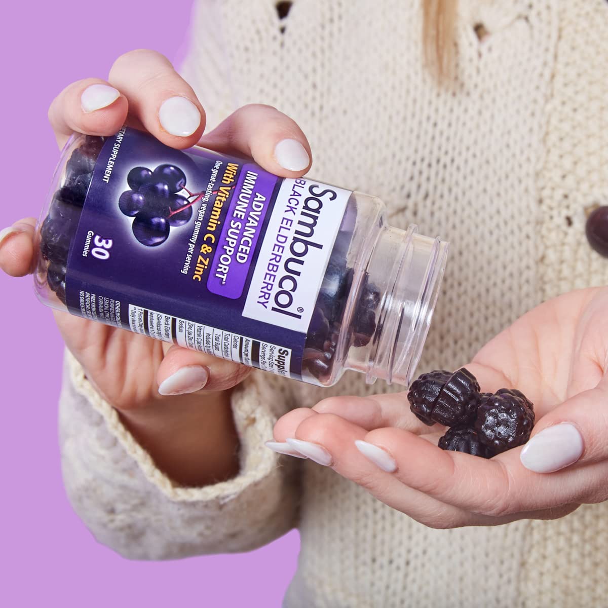 Sambucol Black Elderberry Gummies with Vitamin C & Zinc - Sambucus Elderberry