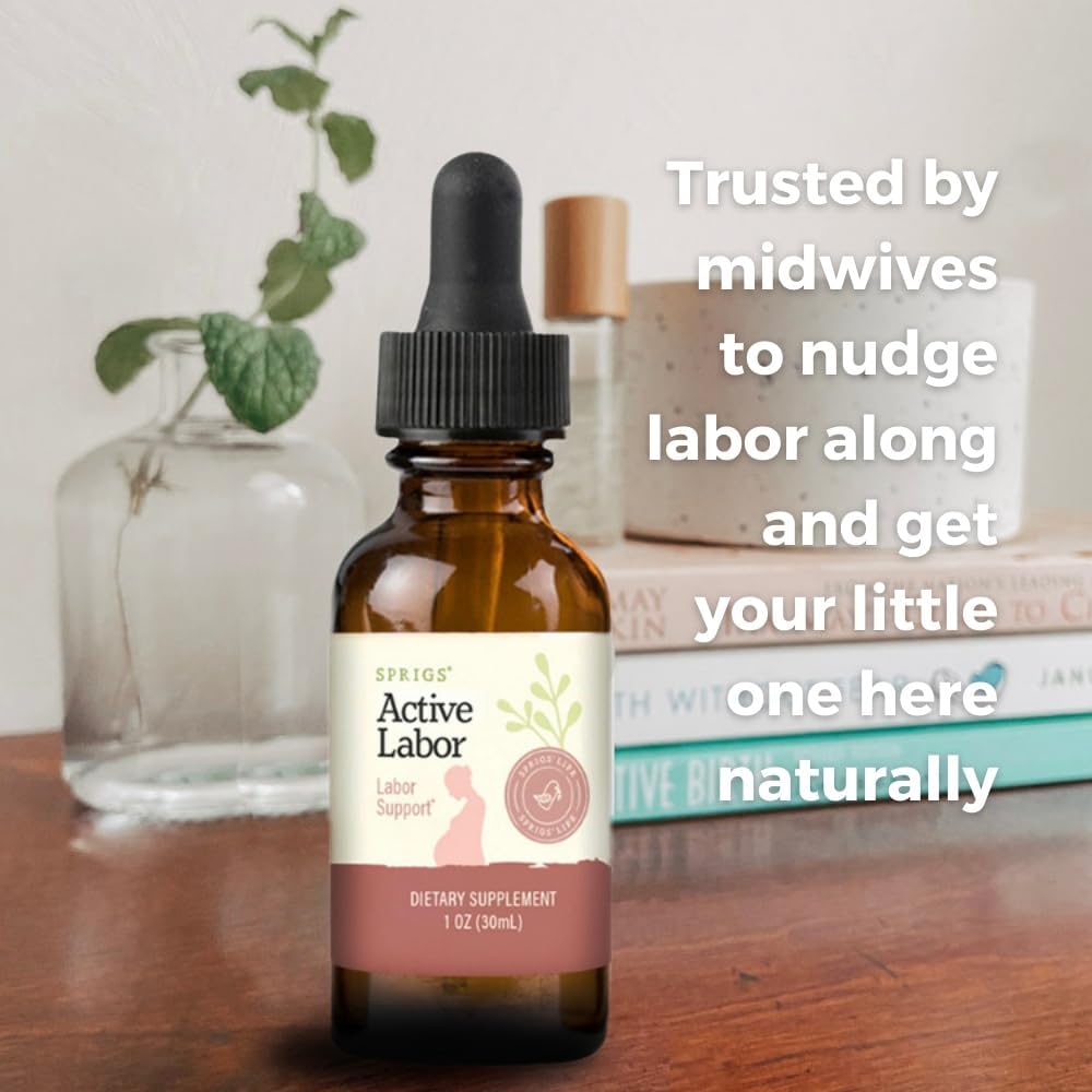 SPRIGS Active Labor, 1 Oz | Herbal Birth Support Tincture Supplement with Blue Cohosh, Red Raspberry Leaf & Motherwort Herb | Birthing Kit Essential to Help Healthy Contractions & Kick Start Delivery