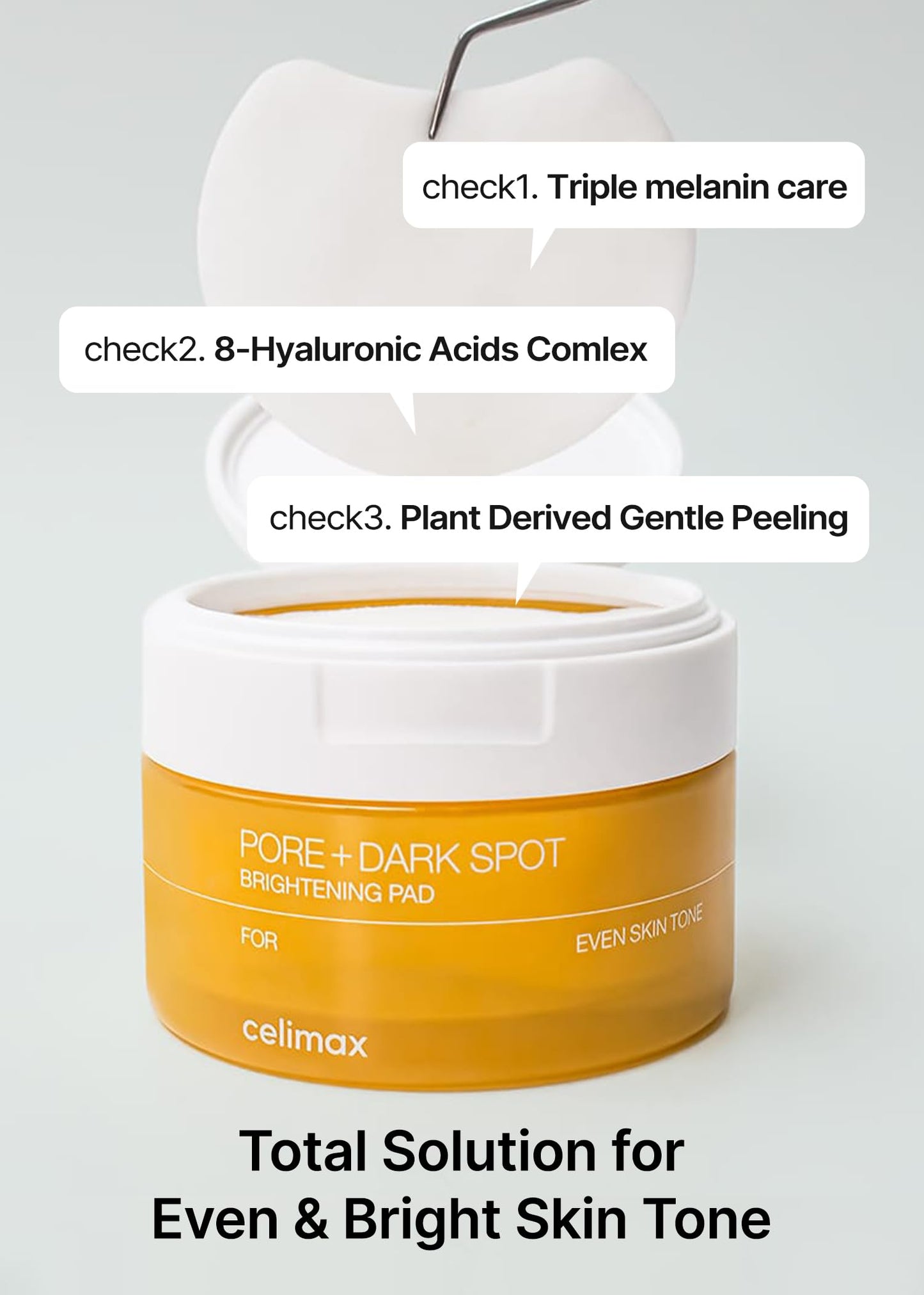 celimax Pore+Dark Spot Brightening Pad | Exfoliating Peeling Pads for Enlarged Pores, with Hyaluronic Acid, Pore Minimizer, Non-Irritating, Hydrating, For Sensitive Skin (40 pads)