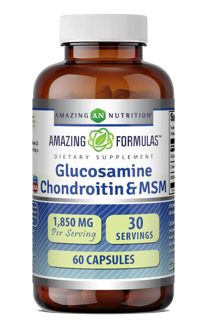 Amazing Formulas Glucosamine Chondroitin & MSM Supplement | 1850 Mg per Serving | 240 Capsules | Non-GMO | Gluten-Free | Made in USA