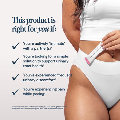 Happy V D-Mannose + Cranberry Stick Packs | Dr Formulated Urinary Tract Support Supplement | D Mannose Supplements for Women - Bladder Support - Promotes Urinary Comfort - 15 Stick Packs