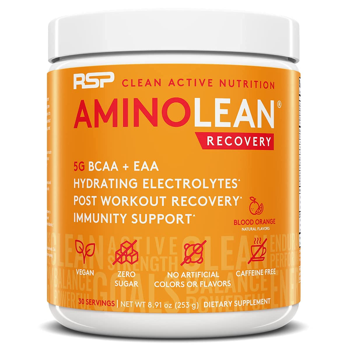 RSP NUTRITION AminoLean Pre Workout Energy (Fruit Punch 30 Servings) with AminoLean Recovery Post Workout Boost (Blood Orange 30 Servings)