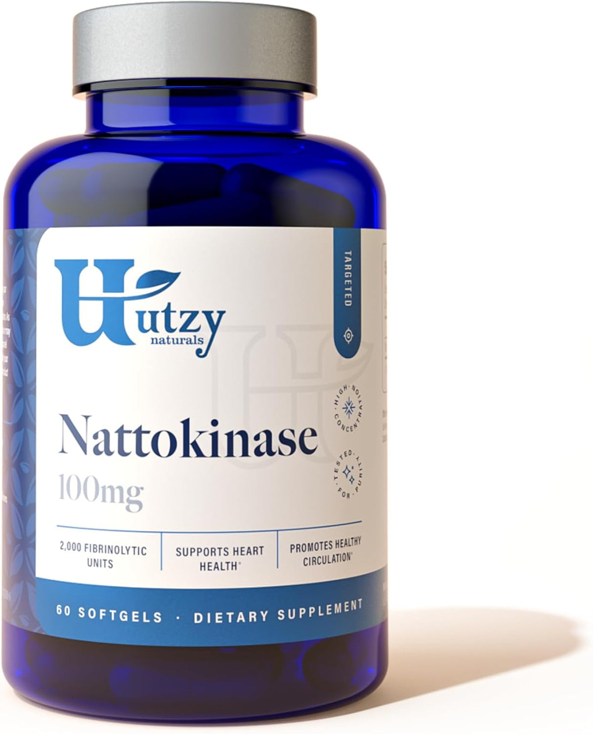 Utzy Naturals Nattokinase Supplement | Japanese Natto 2,000 FU, 60 Softgels