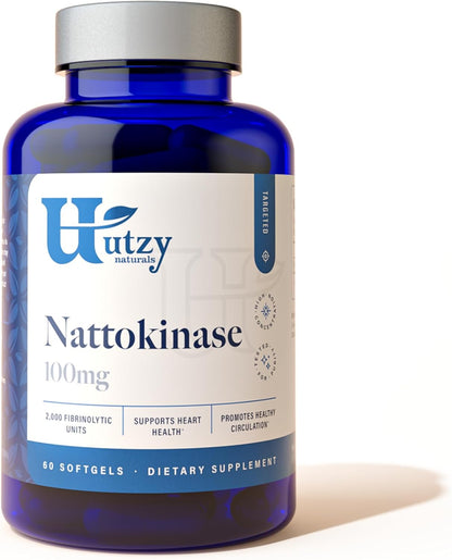 Utzy Naturals Nattokinase Supplement | Japanese Natto 2,000 FU, 60 Softgels