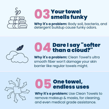 Clean Skin Club Clean Towels XL, 100% USDA Biobased Dermatologist Appr
