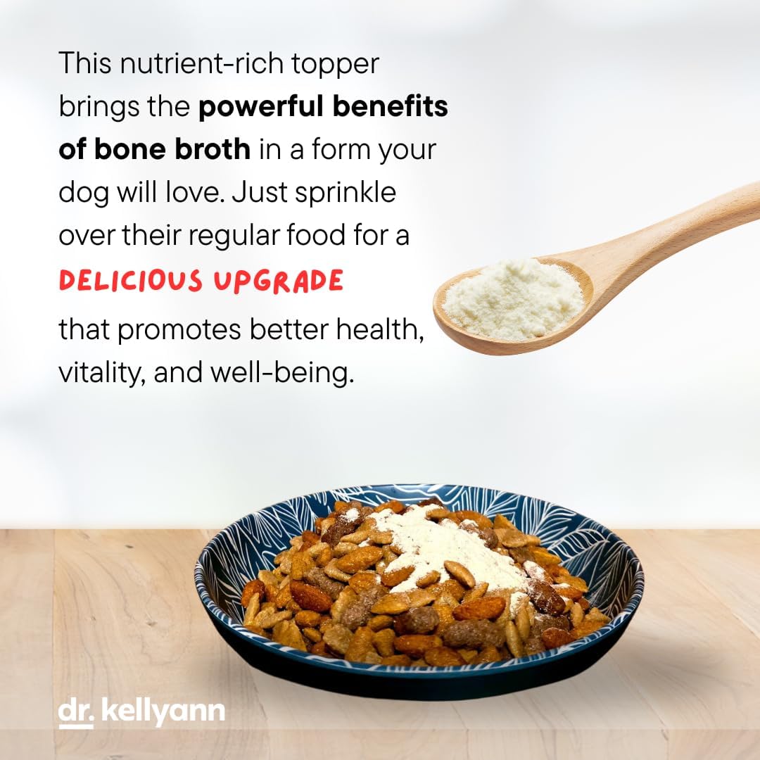 Dr. Kellyann Bone Broth Meal Topper for Dogs | Grass-Fed Beef Recipe | 3g Collagen | Supports Healthy Digestion & Joints | Shiny Coat | Grain Free | 6.60 oz
