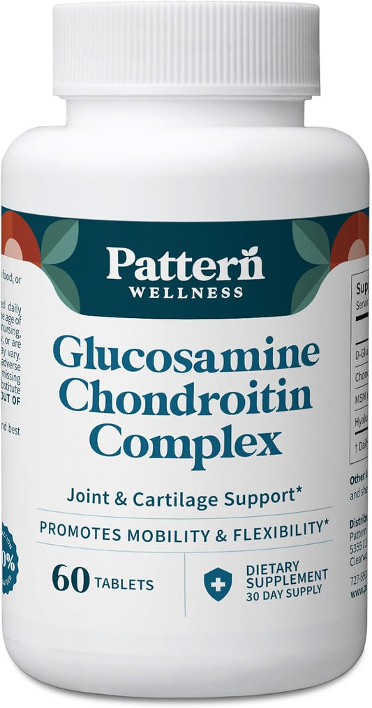 Pattern Wellness Glucosamine Chondroitin Complex with MSM & Hyaluronic Acid – Supports Joint, Cartilage & Flexibility Health – 60 Tablets