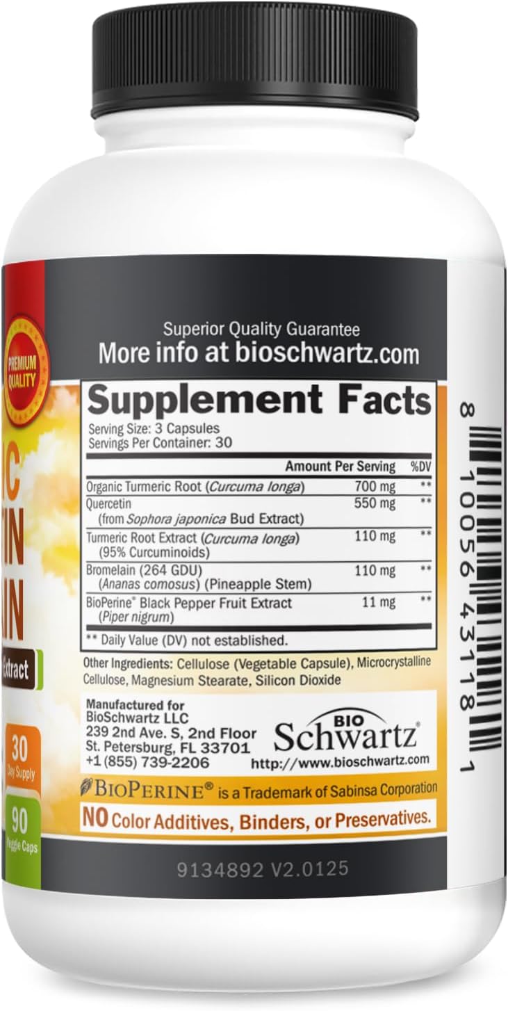 Turmeric Quercetin with Bromelain Supplement - 90 count