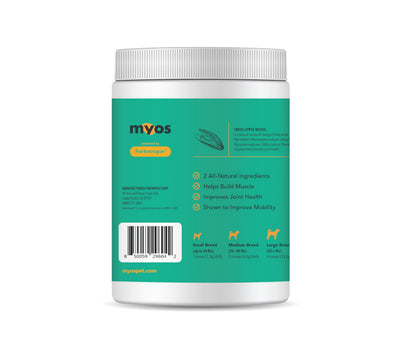 MYOS Muscle & Joint Dog Supplement with Fortetropin and Green Lipped Mussel - Dog Hip and Joint Supplement for Strength and Mobility - Glucosamine and Omega 3 for Dogs - 198g