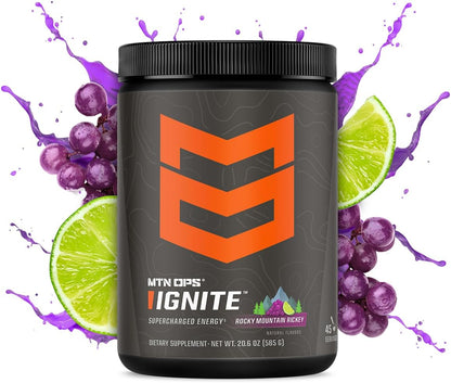 MTN OPS Ignite + Enduro Rocky Mountain Rickey Bundle, 45-Serving Energy Powder + Nitric Oxide Endurance Stack, 200mg Caffeine Pre Workout + Stimulant-Free Performance