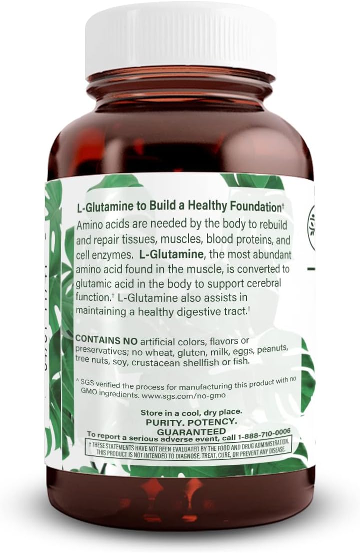 Natural Nutra L-Glutamine Supplements, 500 mg, 50 Capsules | Helps to Promote Optimal Brain Functioning, Supports Digestive Functioning, Improves Muscle Health & Boosts Memory & Focus