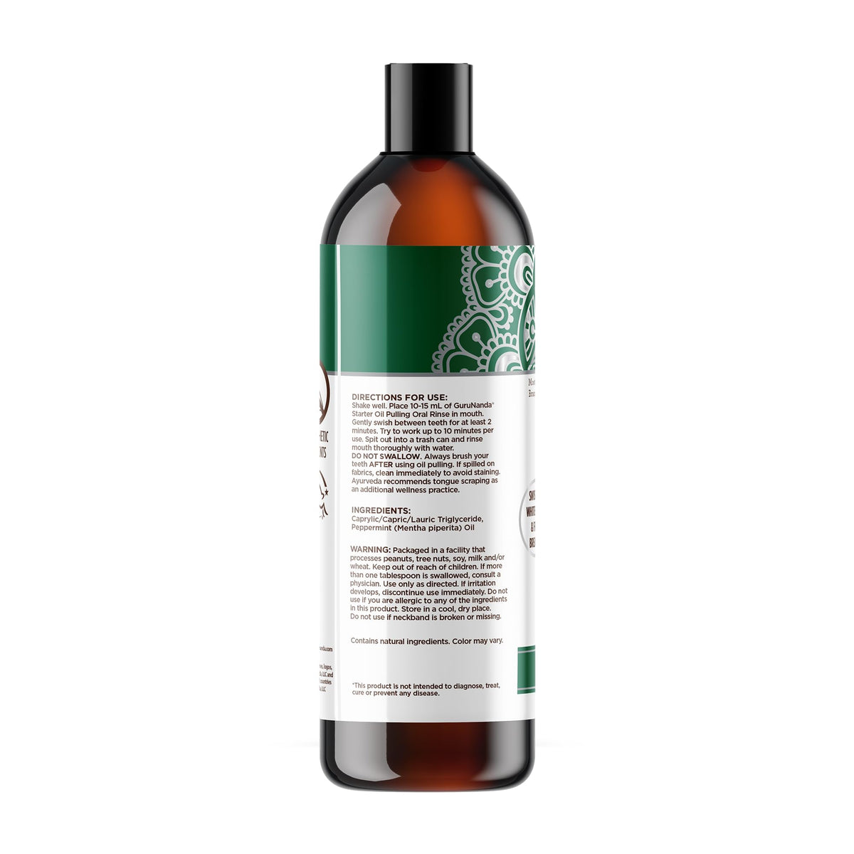 GuruNanda Starter Coconut Oil Pulling Mouthwash with Peppermint Oil, 8oz