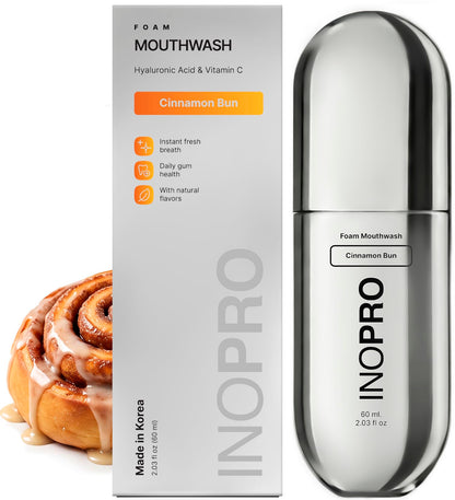 INOPRO Foam Mouthwash with Nano-Hydroxyapatite, Xylitol, Hyaluronic Acid, Vinamin C, Alcohol Free, Fluoride Free Oral Rinse Portable Travel Size - Spearmint, 2.03 fl oz