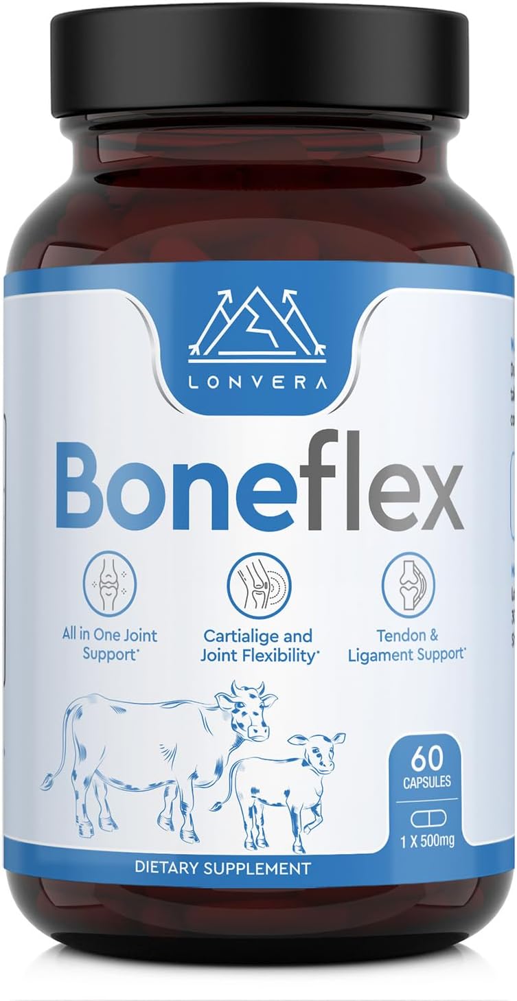 Lonvera Boneflex Glucosamine Chondroitin MSM Turmeric Joint Support Supplement with Grass Fed Bone Marrow and Collagen - Joint Supplements for Men and Women, 60 Capsules