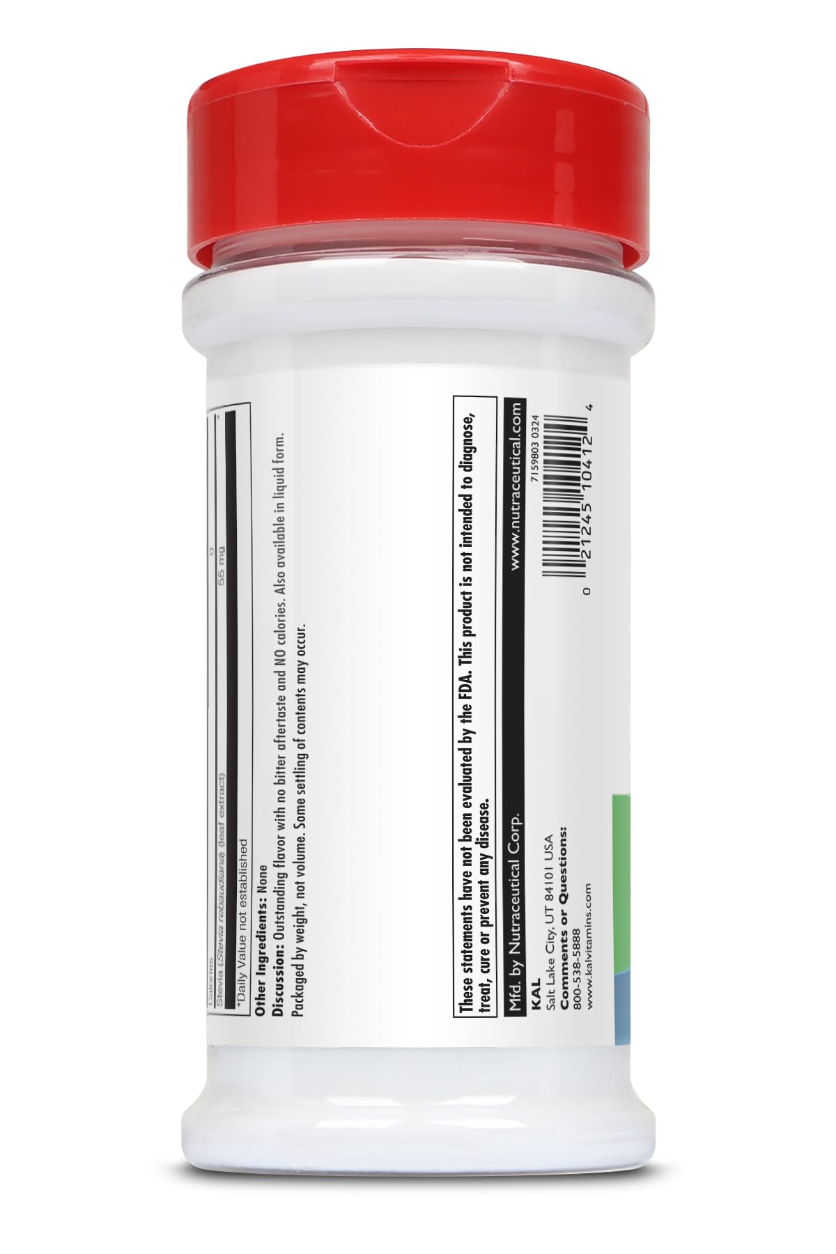 KAL Sure Stevia Extract Powder, Low Carb, Plant Based Stevia Sweetener, Great Taste, Zero Calories, Zero Sugar, Low Glycemic & Perfect for a Keto Diet, 60-Day Guarantee, Approx. 1820 Servings, 3.5oz