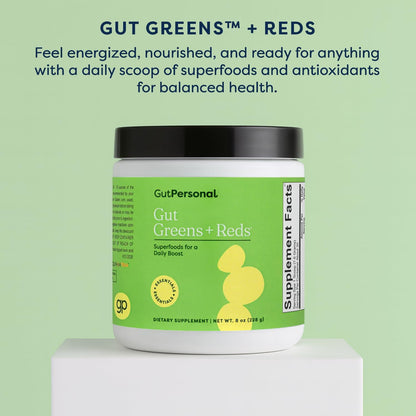 GutPersonal Gut Greens™ + Reds Nourish Your Gut, Increase Good Bacteria, and Enhance Wellbeing for Optimal Stomach Health, 30 Servings