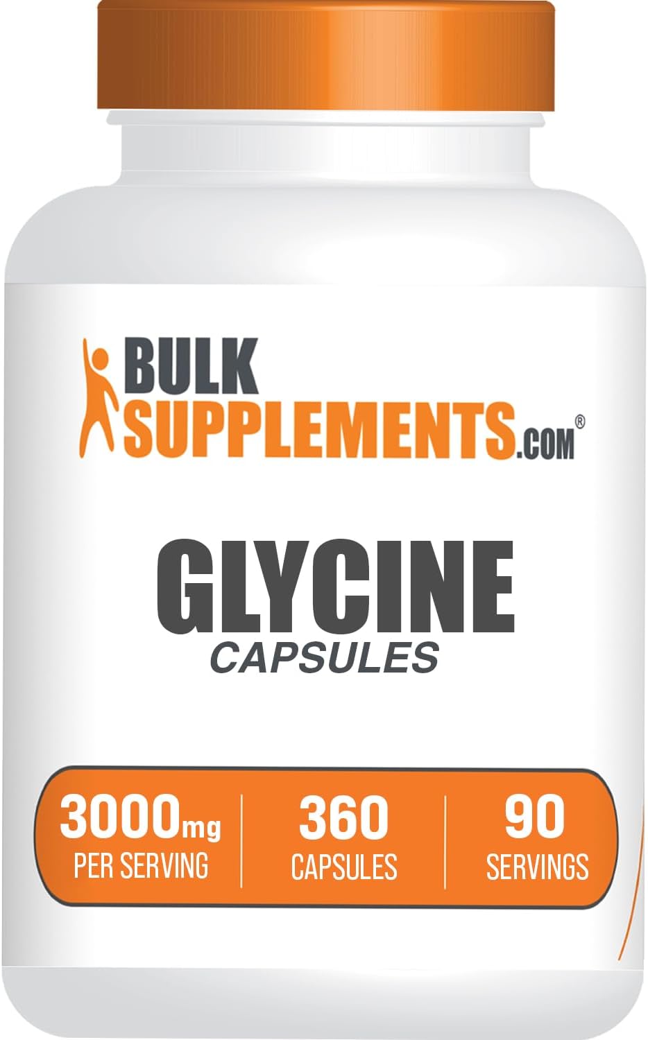 BulkSupplements.com Glycine Capsules - Amino Acid Supplement, 3000mg - Gluten Free, 4 Capsules per Serving, 360 Count (Pack of 1)