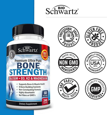 Bone Strength Supplement for Women & Men, 120 Capsules