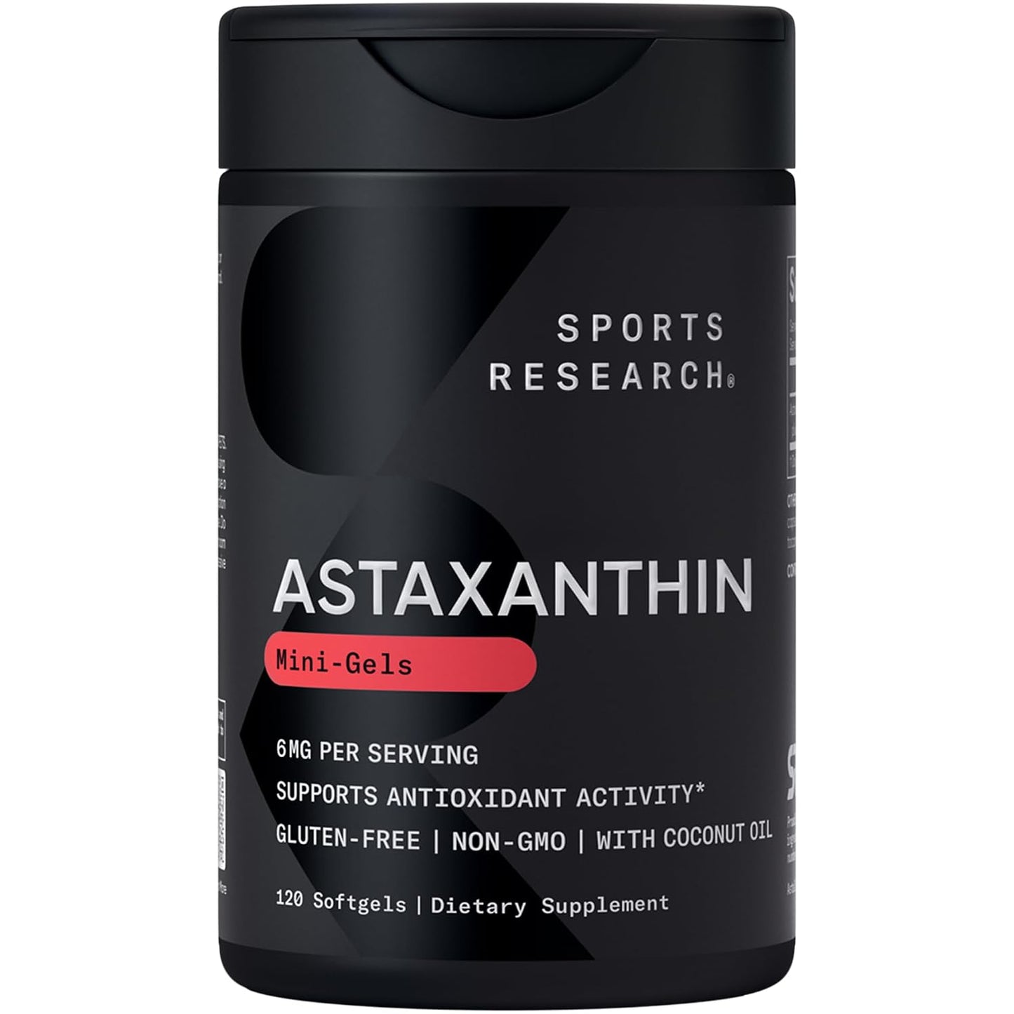 Sports Research® Icelandic Astaxanthin 6mg with Organic Coconut Oil - Antioxidant Supplement for Skin & Eye Health - Soy Free · Non-GMO · Gluten Free - 120 Softgels