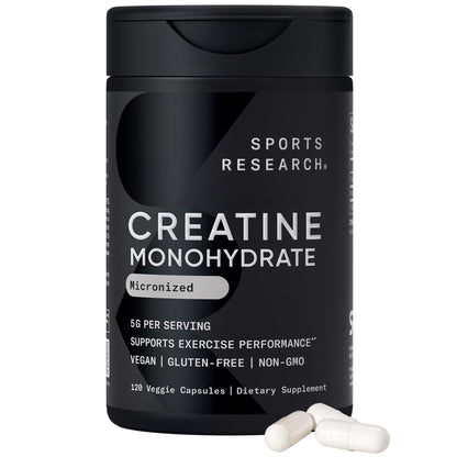 Sports Research Creatine Monohydrate - Gain Lean Muscle, Improve Performance and Strength and Support Workout Recovery* - 5 g Micronized Creatine - 17.64 oz