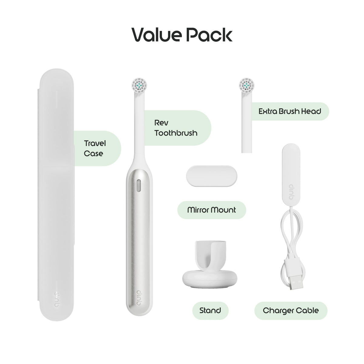 Quip Rev Oscillating Electric Toothbrush, Mirror Mount, Travel, Blue Stone