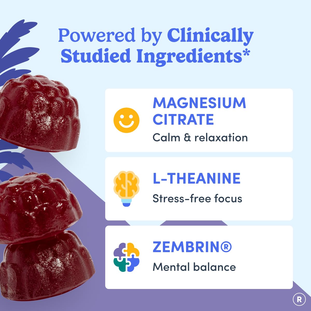 FIRST DAY Magnesium Gummies for Women, L-Theanine, Melatonin-Free, 60ct