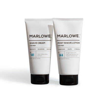 MARLOWE. No. 141 Shave Cream 6 oz and No. 144 Post Shave Lotion 6 Oz, Conditioning 