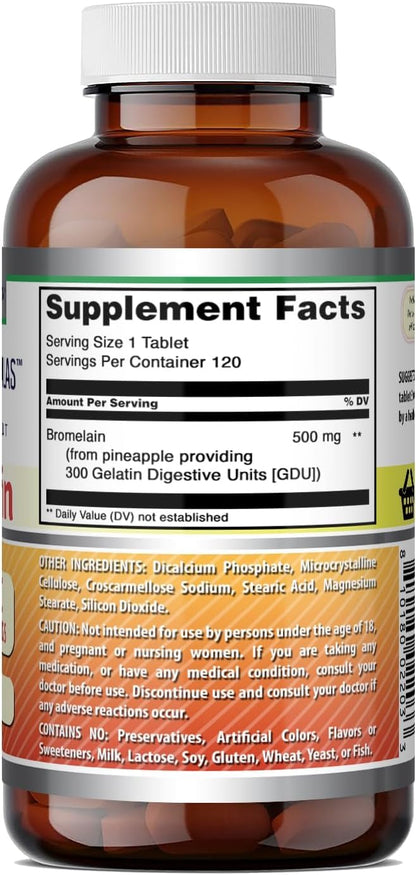 Amazing Formulas Bromelain 500 Mg | Tablets Supplement | Non-GMO | Gluten-Free | Made in USA (Pack of 1 | 240 Count)
