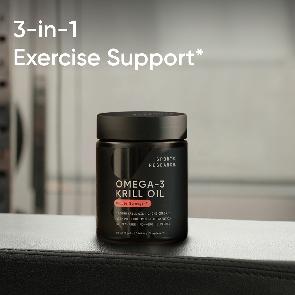 Sports Research Krill Oil Supplement with EPA & DHA Omega 3, Phospholipids & Astaxanthin from Antarctic Krill - Highest Concentration of Krill Oil for Men & Women - 1000mg, 60 Softgel Capsules