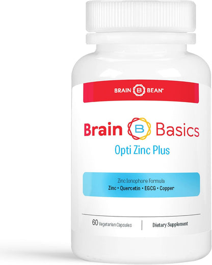 Brain Basics Opti Zinc Plus - Zinc Supplement with Quercetin, EGCG, and Copper. Immune Support Formula - 60 Capsules