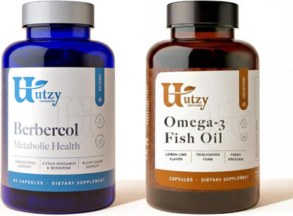 Utzy Naturals Lipid Support Bundle | Berbercol, 60 Capsules, and Omega-3 Fish Oil, 60 Capsules