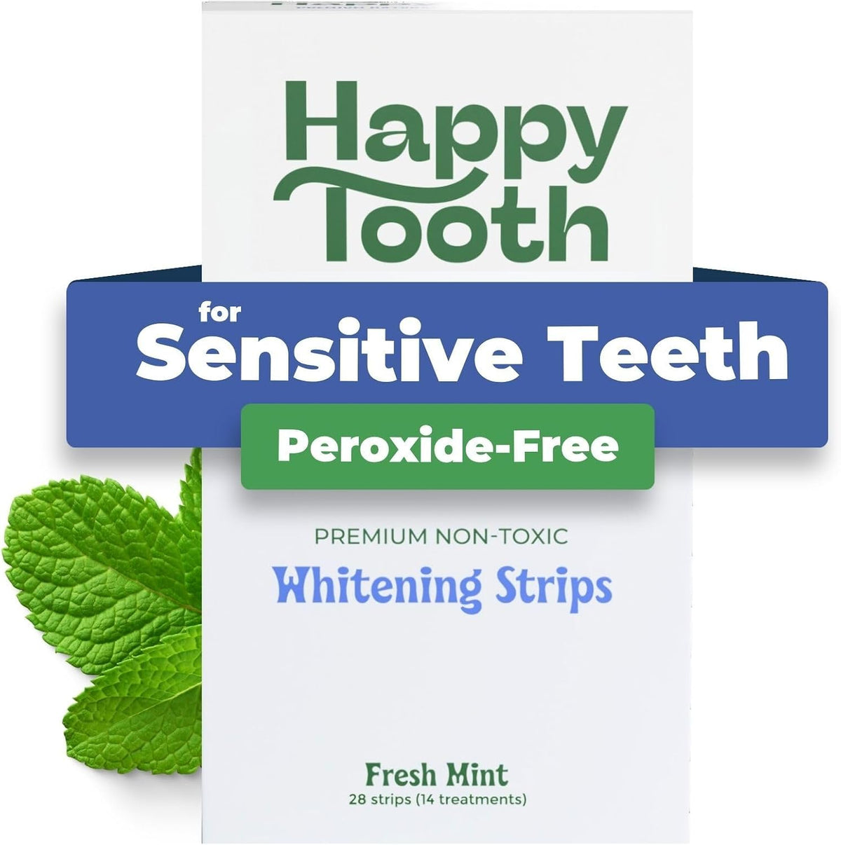 Teeth Whitening Strips, Natural, Sensitive Teeth, Fresh Mint, 28 Strips