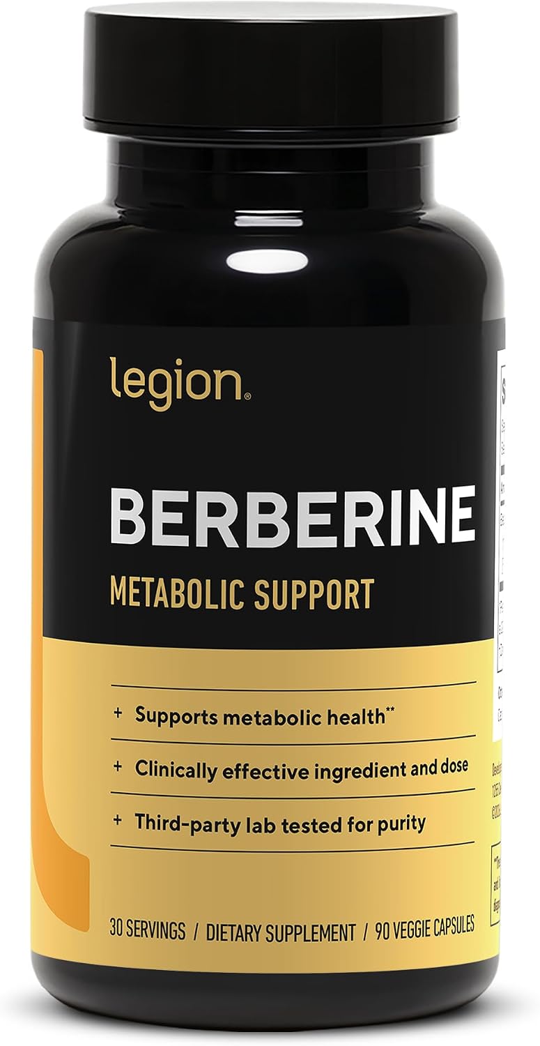 LEGION Berberine Supplement - Berberine HCl 1500mg - Supports Metabolic Health, Glucose Metabolism & Healthy Cholesterol Levels - Enhanced Absorption - Third-Party Tested - 60 Veggie Capsules