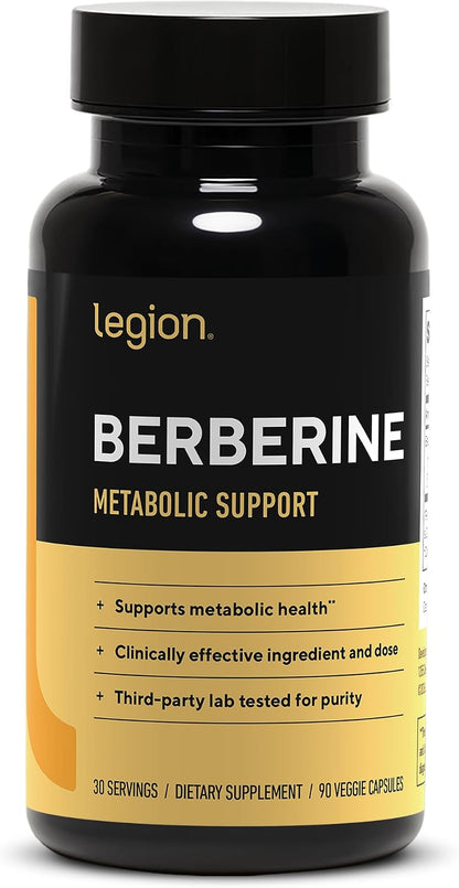 LEGION Berberine Supplement - Berberine HCl 1500mg - Supports Metabolic Health, Glucose Metabolism & Healthy Cholesterol Levels - Enhanced Absorption - Third-Party Tested - 60 Veggie Capsules