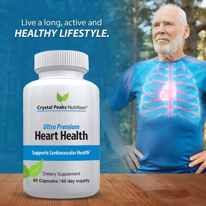 Ultra Premium Heart Support - Vitamin K2 & D3 Plus Calcium - Circulation Support Supplements - Blood Flow, Arteries - Advanced Formula for Cardio, Cholesterol, Triglyceride Balancing - 60 Capsules