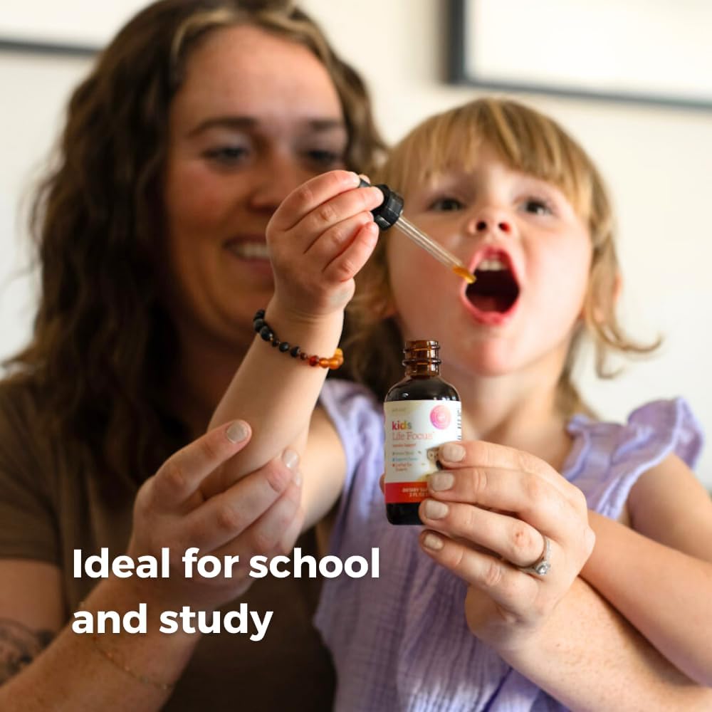 SPRIGS Kids Life Focus Supplement, 2 Fl Oz | Herbal Blend Tincture for Students to Support Concentration | Organic Herbs Ashwagandha & American Ginseng Root Help with Brain Function & Mental Clarity