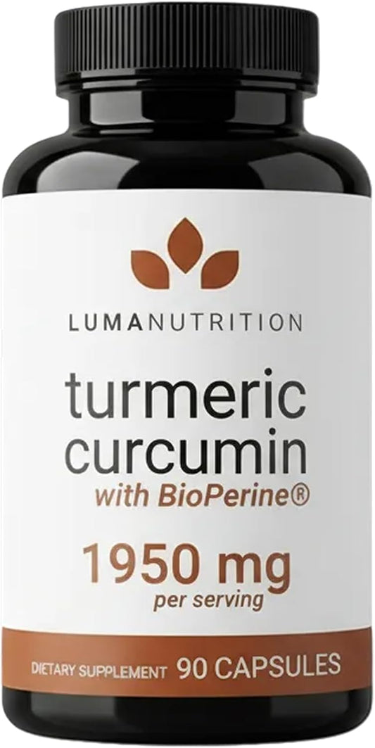 Luma Nutrition Turmeric Supplement Curcumin with Black Pepper - 90 Capsules