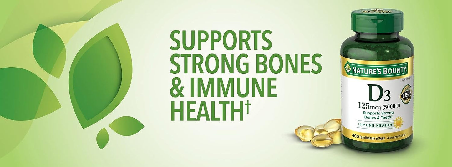 Nature's Bounty Immune Health Vitamin D3 5000 iu, Rapid Release 400 Softgels