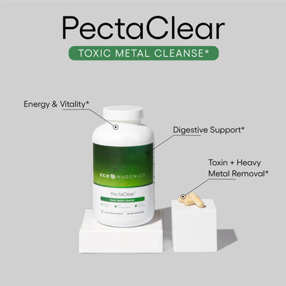 EcoNugenics PectaClear Detox Supplement for Toxic Metal Cleanse – Naturally & Safely Eliminates Toxins for Gut, Liver & Kidney Detox & Repair – Helps with Energy, Weight, Hormone Balance – 60 Capsules