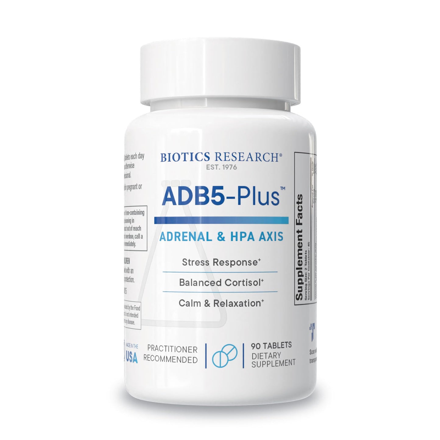 BIOTICS RESEARCH ADB5-Plus Support Healthy Adrenal Gland Function, Support Cortisol Levels, Positive Response to Stress, Healthy Energy Levels 90 Tablets
